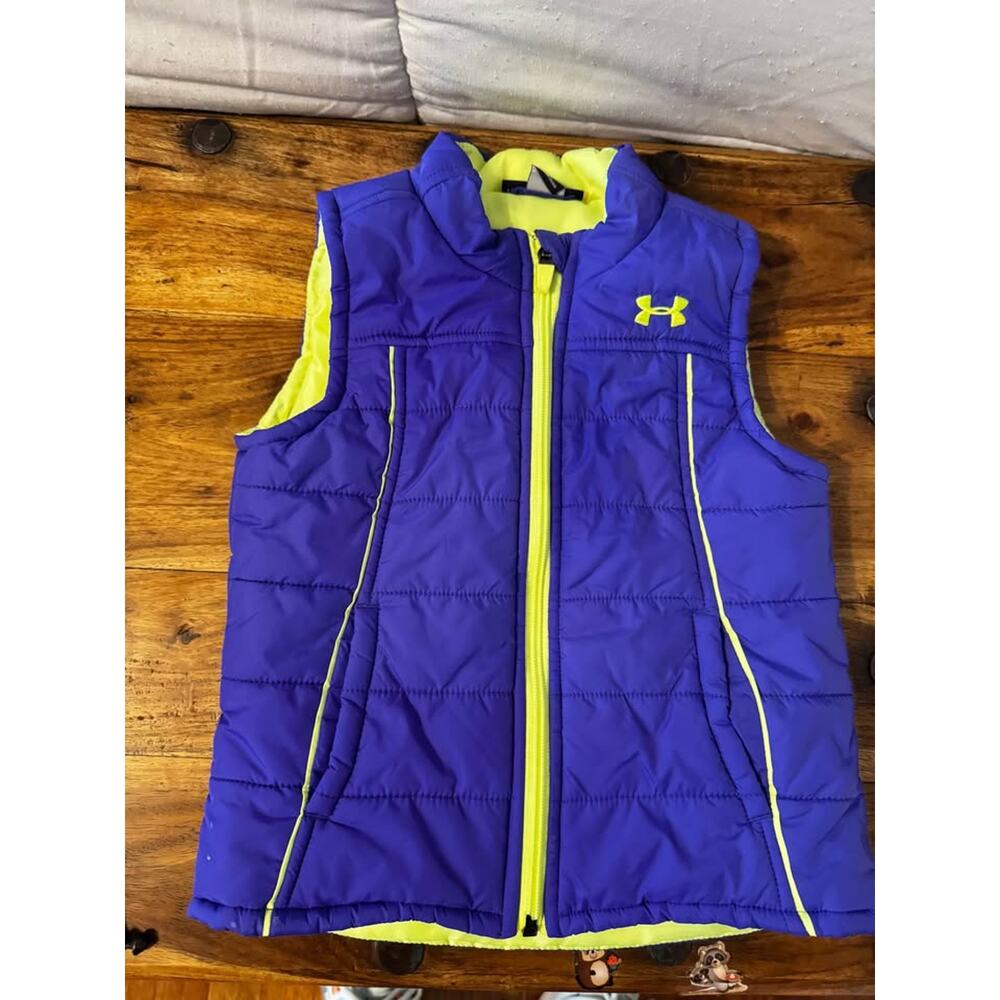 Under Armour 4T Puffer Vest purple and neon yellow